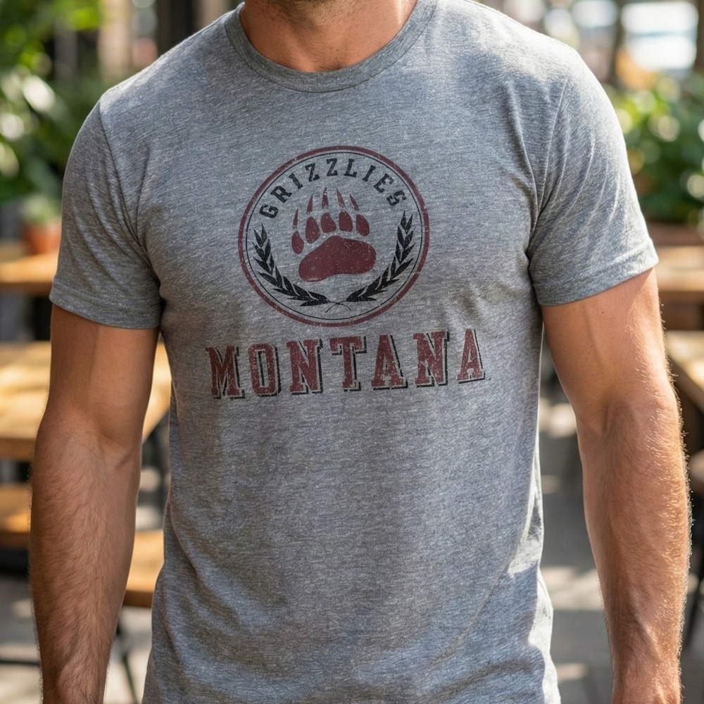 Rivalry Threads Montana Grizzlies NCAA T-Shirt Mens 2XL Grey Distressed Logo NWT